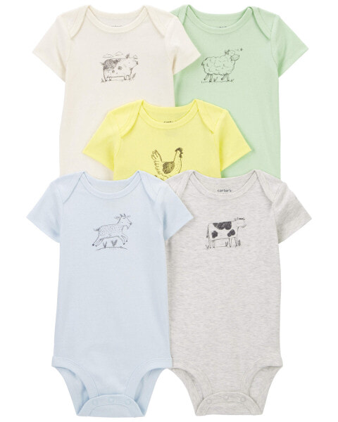 Baby 5-Pack Farm Animals Bodysuits 12M