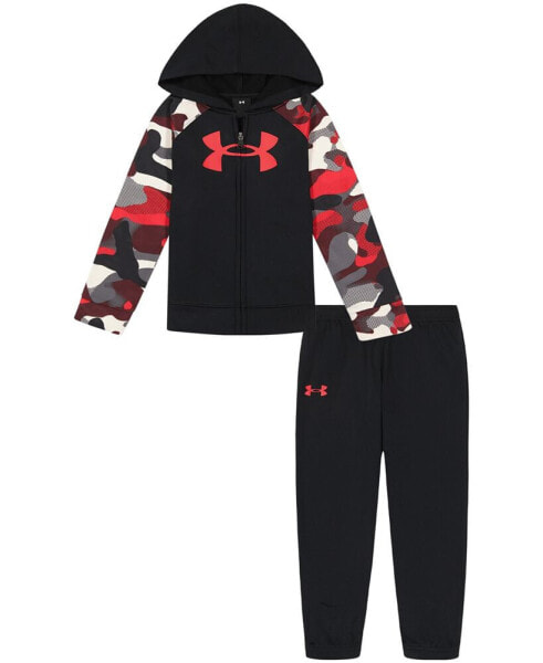 Little Boys Neo Camo Zip-Up Hoodie and Joggers Set