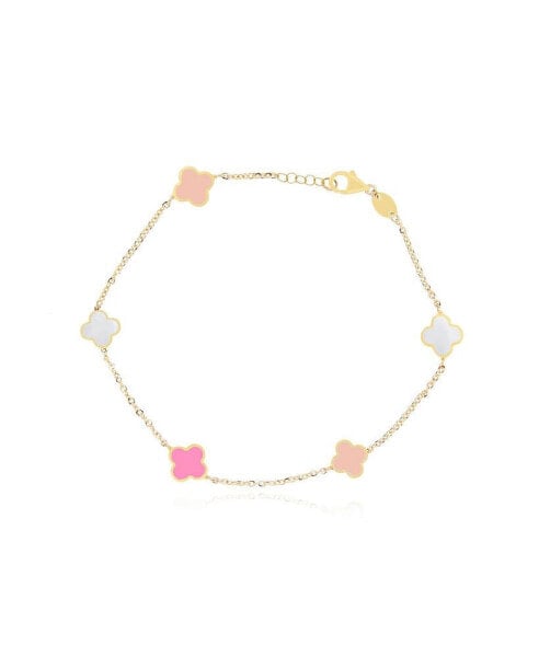 Mini Pink Mixed Clover Bracelet 14K Gold