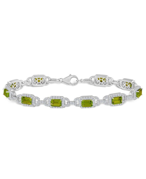 Peridot And White Topaz Bracelet (7 ct. t.w and 5/8 ct. t.w) in Sterling Silver