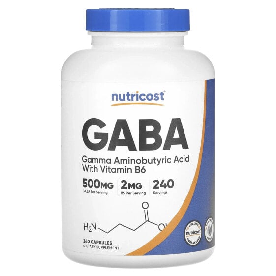 Nutricost, ГАМК с витамином B6, 500 мг, 240 капсул