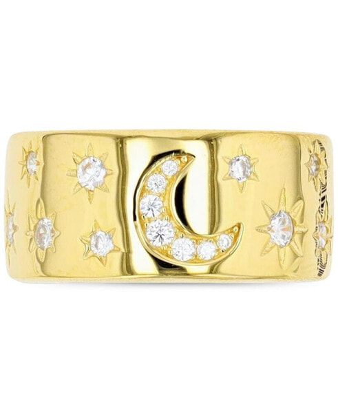 Кольцо Macy's Crescent Moon & Stars Gold-Plated Silver