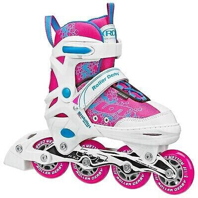 Roller Derby ION 7.2 Girls' Adjustable Inline Skate - Pink/White/Blue S