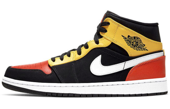 Кроссовки Nike Air Jordan 1 Mid Black Amarillo Orange (Желтый, Красный, Черный)