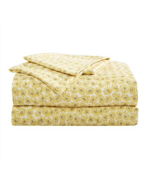 Sunflower Field Microfiber 4 Piece Sheet Set, King