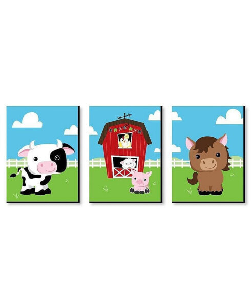 Farm Animals - Barnyard Wall Art Decor - 7.5 x 10 inches - Set of 3 Prints