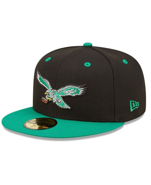 Men's Black, Kelly Green Philadelphia Eagles Flipside 59FIFTY Fitted Hat