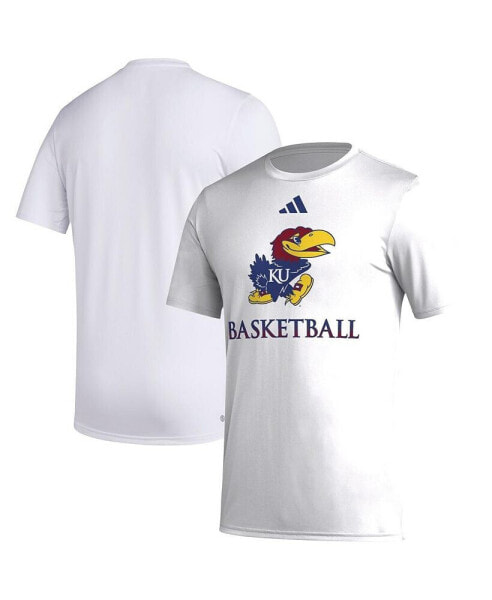 Men's White Kansas Jayhawks Fadeaway Basketball Pregame AEROREADY T-shirt