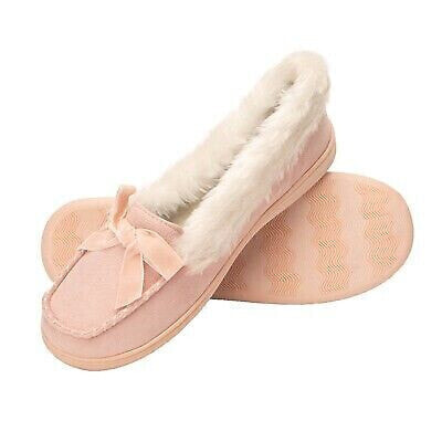 Jessica Simpson Womens Micro-Suede Moccasin with Velvet Bow - Dusty Pink/Small