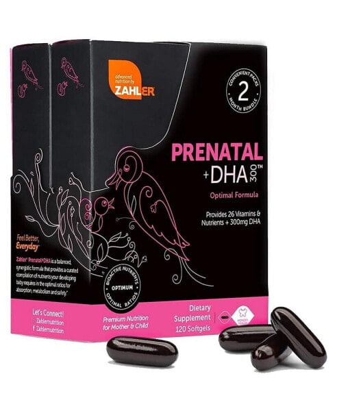 Витамины и минералы Zahler Prenatal с DHA и фолиевой кислотой для матери и ребенка - 120 капсул