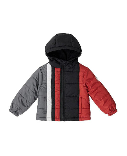 Детская куртка-пуховик для малышей Bearpaw BEARPAW Toddler Boys Colorblock Fleece Lined Puffer Coat with Hood