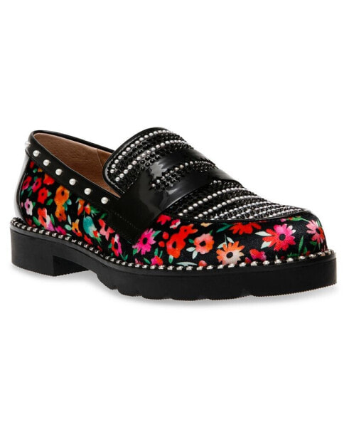 Women's Darian Pearl-Embellished Tailored Lug-Sole Loafers
