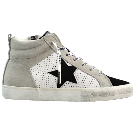 Vintage Havana Lester Star Perforated High Top Womens Grey Sneakers Casual Shoe