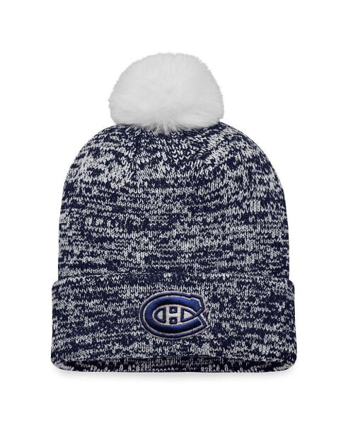 Women's Navy Montreal Canadiens Glimmer Cuffed Knit Hat with Pom