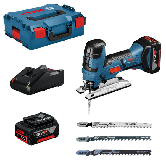 Bosch Akku-Stichsäge GST 18V-LI S mit 2x 4,0 Ah Akkus + Lader GAL18V-40 in L-Boxx