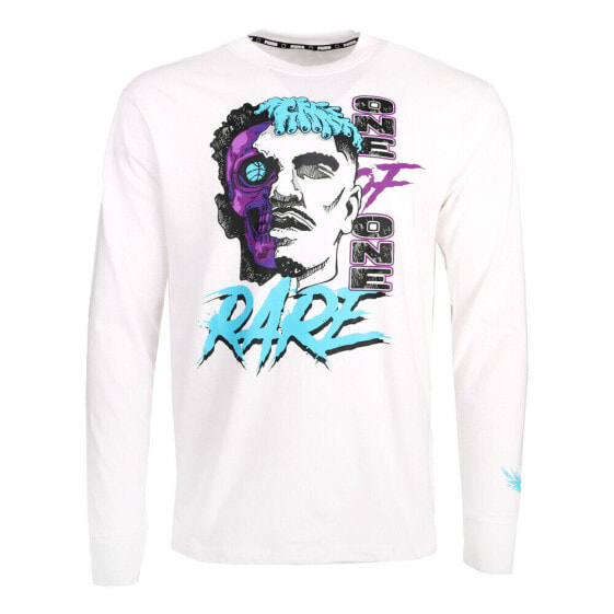 Puma Melo X Blue Hive Graphic Crew Neck Long Sleeve Shirt Mens White Casual Tops