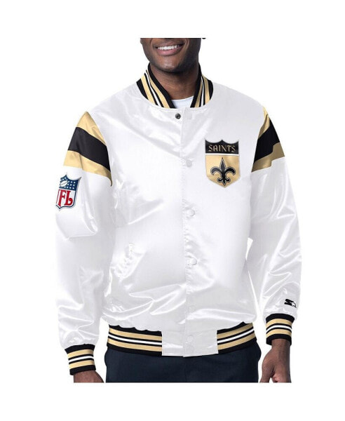 Ветровка мужская Starter New Orleans Saints Vintage-Like Satin Full-Snap Varsity в белом и черном цветах