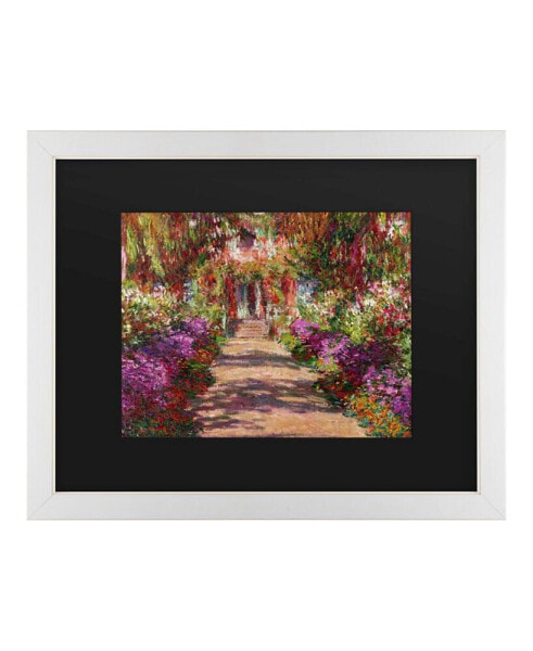 Claude Monet A Pathway in Monet's Garden Matted Framed Art - 20" x 25"