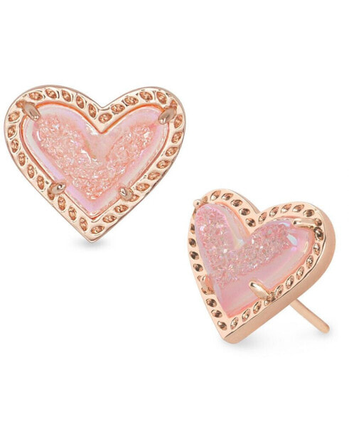 Stone Heart Stud Earrings