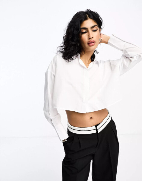 ASOS DESIGN ultimate cropped shirt in white