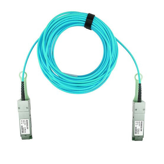 BlueOptics 100G-QSFP28-AOC10M-HU-BO - 10 m - QSFP28 - QSFP28 - Male/Male - Aqua colour - 100 Gbit/s