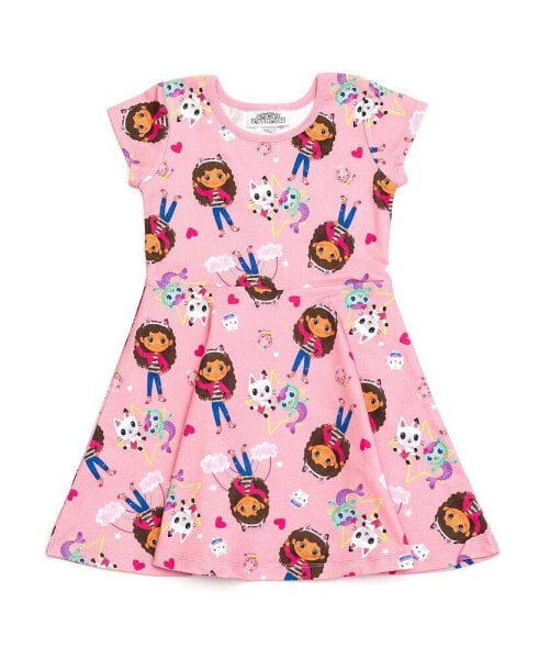 Toddler Girls Pandy Paws Cakey Cat MerCat French Terry Skater Dress to