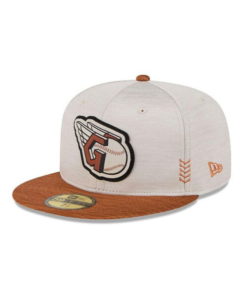 Men's Stone, Brown Cleveland Guardians 2024 Clubhouse 59FIFTY Fitted Hat