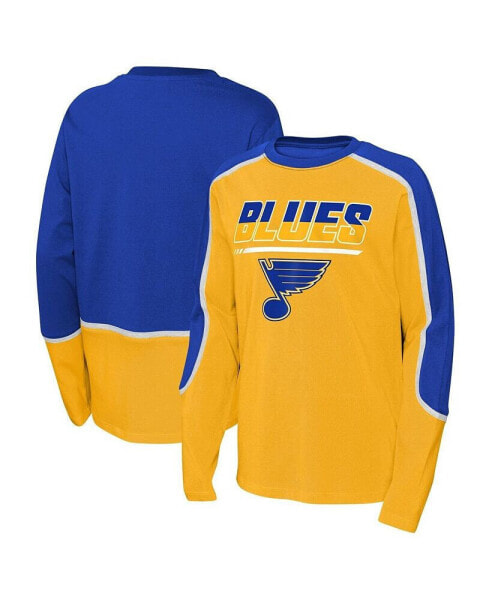Big Boys Gold, Blue St. Louis Blues Pro Assist Long Sleeve T-shirt