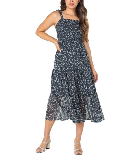 Juniors' Smocked Midi Dress