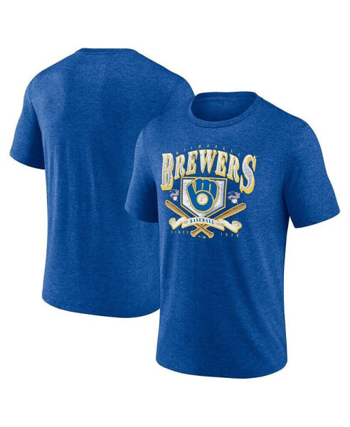 Men's Heather Royal Milwaukee Brewers Home Team Tri-Blend T-Shirt