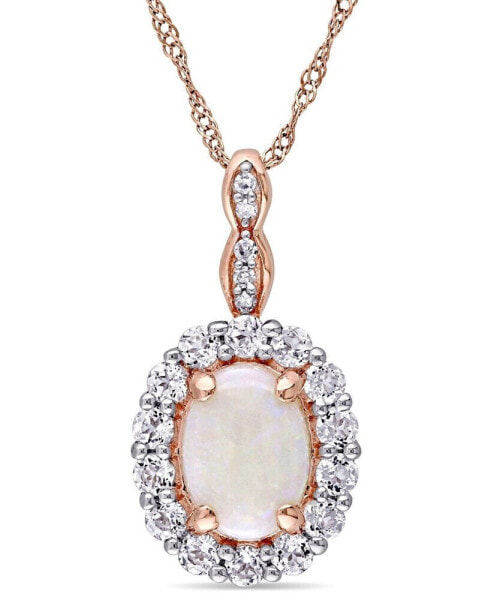 Macy's opal (7/8 ct. t.w.), White Topaz (5/8 ct. t.w.) and Diamond Accent Vintage 17" Necklace in 14k Rose Gold