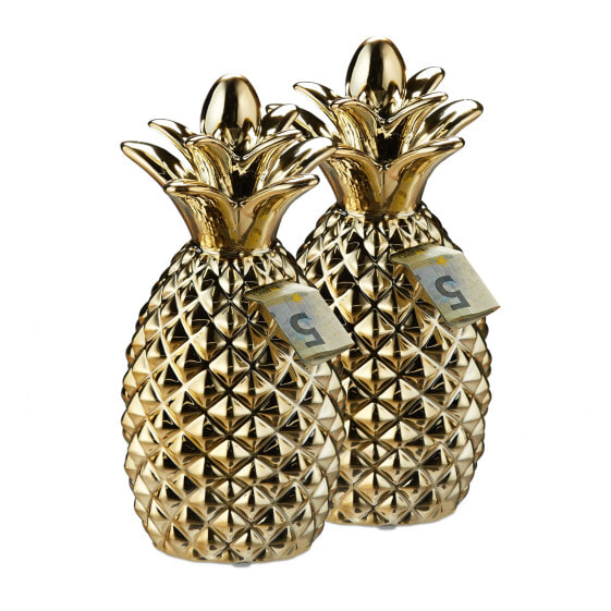 2 x Spardose Ananas gold