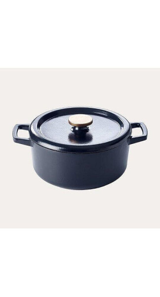 Nori Black Enameled Cast Iron Dutch Oven Pot with Lid & Dual Handles, 5.3 Qt