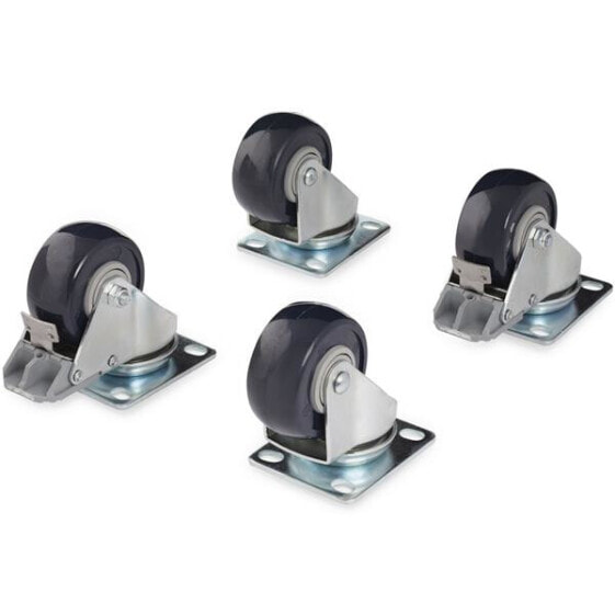 StarTech.com Caster Kit for Open Frame Rack - 4POSTRACK - Castor wheels - Black - Stainless steel - TAA - CE - REACH - 87 mm - 1.6 kg - 4 pc(s)
