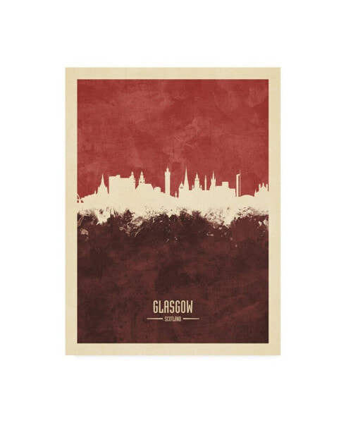 Michael Tompsett Glasgow Scotland Skyline Reds Canvas Art - 27" x 33.5"