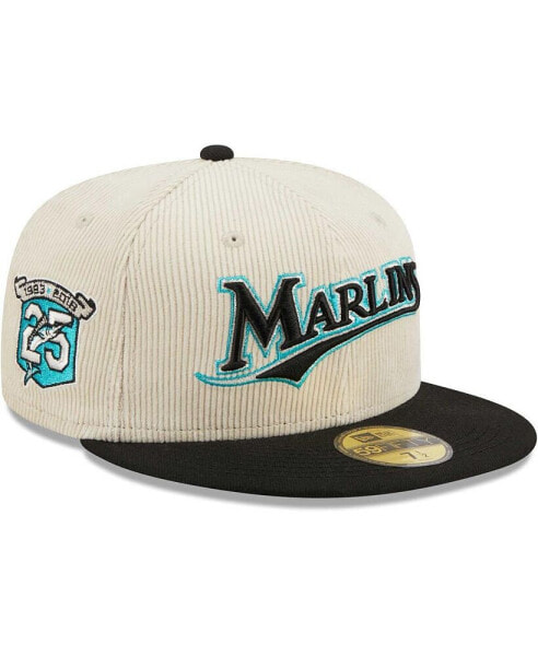 Men's White Florida Marlins Cooperstown Collection Corduroy Classic 59FIFTY Fitted Hat