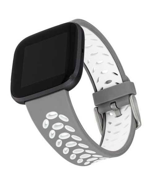 Gray and White Premium Sport Silicone Band Compatible with the Fitbit Versa and Fitbit Versa 2