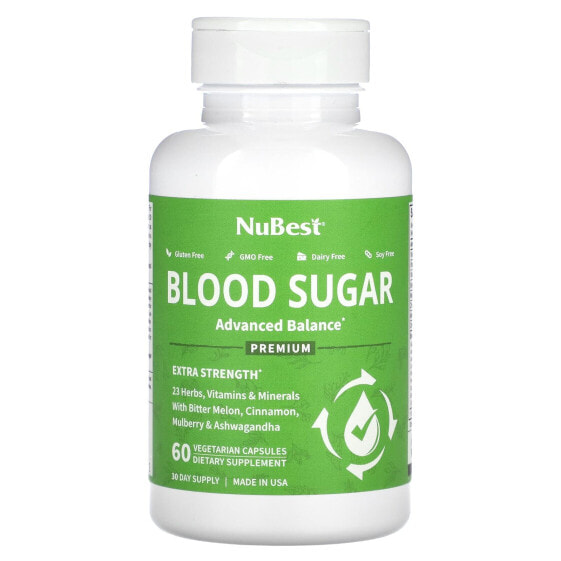 Витамины для сердца NuBest Blood Sugar, Extra Strength, 60 капсул (вегетарианские)