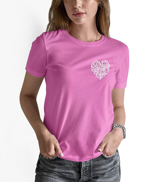 Women's Word Art Cursive Heart T-Shirt