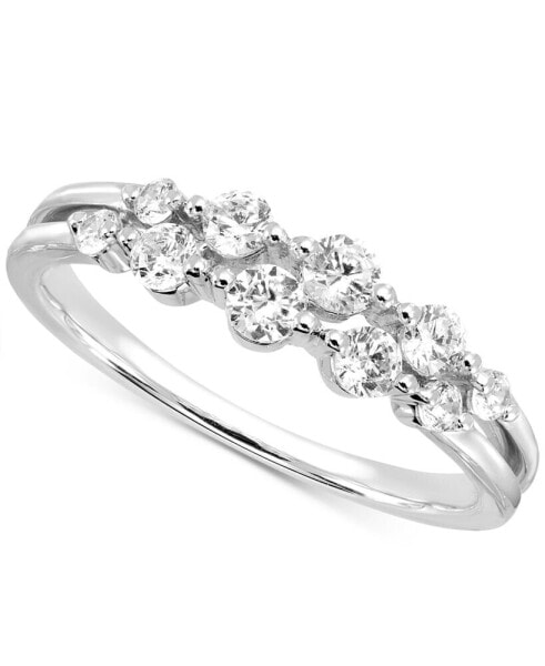 Diamond Double Row Band (1/2 ct. t.w.) in 14k White or Yellow Gold