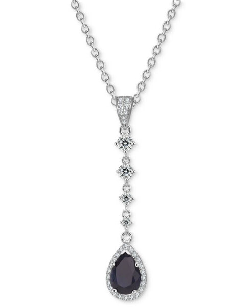 Macy's sapphire (1-1/2 ct. t.w.) & White Topaz (3/8 ct. t.w.) Pear Drop Lariat Necklace in Sterling Silver, 16" + 2" extender