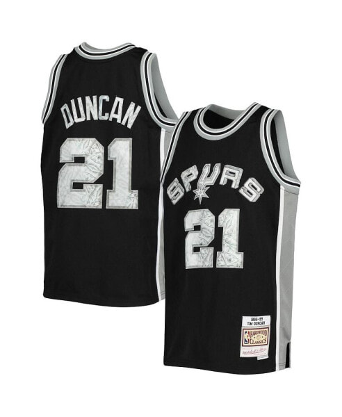 Big Boys Tim Duncan Black San Antonio Spurs Hardwood Classics 75th Anniversary Diamond Jersey