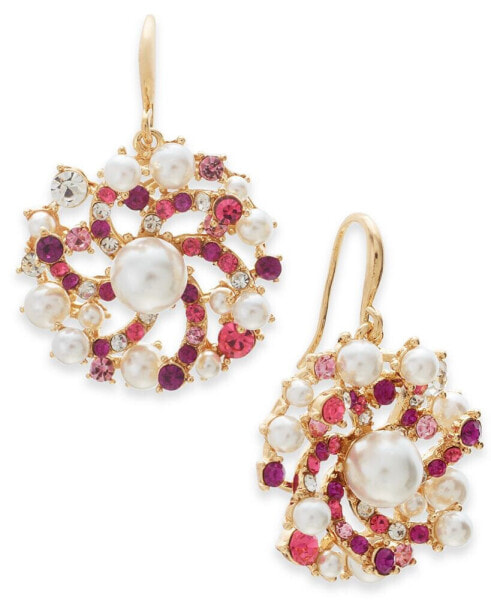 Imitation Pearl & Glass Crystal Swirl Cluster Drop Earrings, Created for Macy's