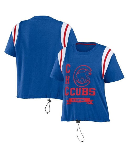 Women's Royal Distressed Chicago Cubs Cinched Colorblock T-shirt