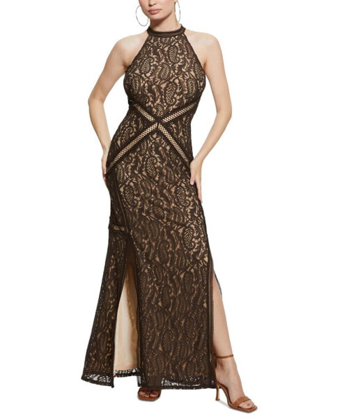 Women's New Liza Lace Halter Sleeveless Gown