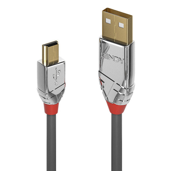 Кабель Lindy USB 2.0 Type A to Mini-B Cromo Line 5 метров - USB A - Mini-USB B - USB 2.0 - 480 Mbit/s - серый