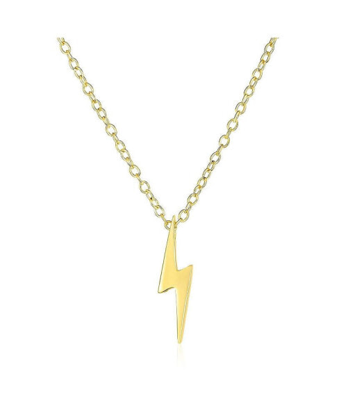 Bling Jewelry delicate Minimalist Geometric Zig Zag Flash Lightning Bolt Pendant Necklace For Women Gold Plated .925 Sterling Silver