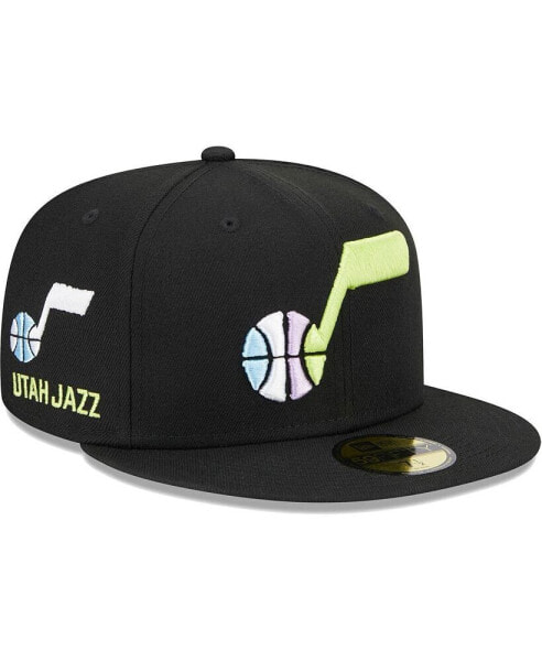 Men's Black Utah Jazz Color Pack 59FIFTY Fitted Hat