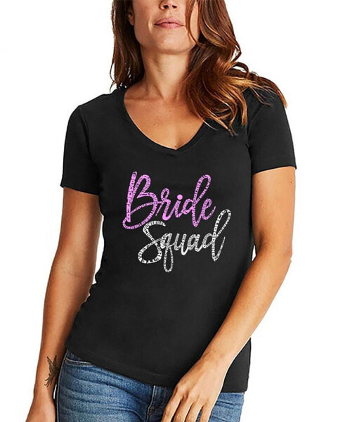 Women's Bride Squad Word Art V-neck T-shirt