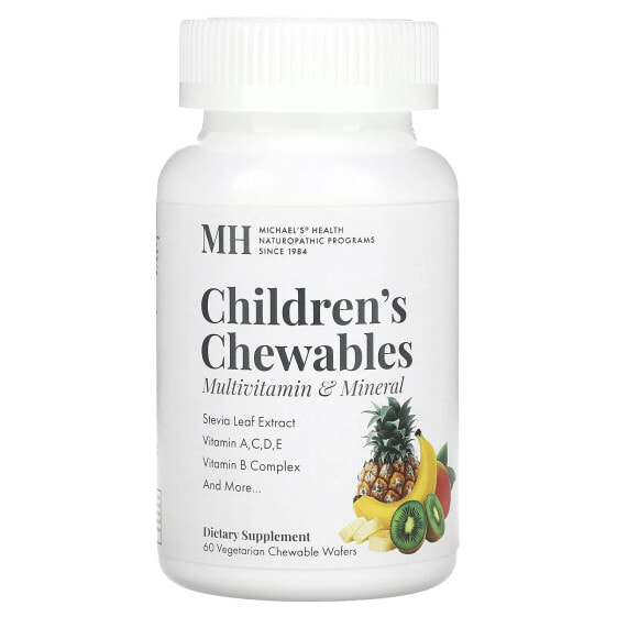 Жевательные витамины Michael's Naturopathic для детей, натуральные фрукты, 60 вегетарианских таблеток